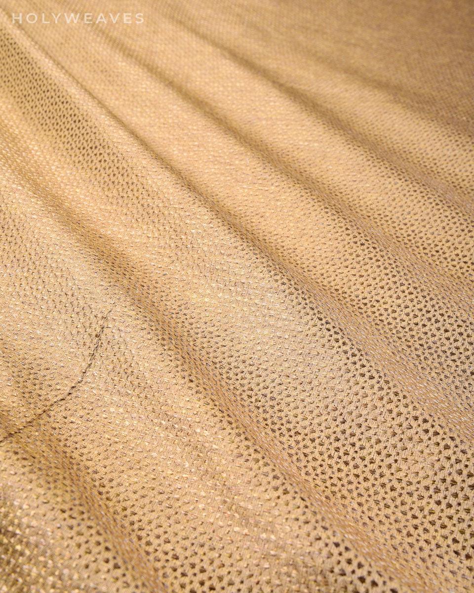Beige Banarasi Satin Brocade Woven Art Silk Fabric - By HolyWeaves, Benares