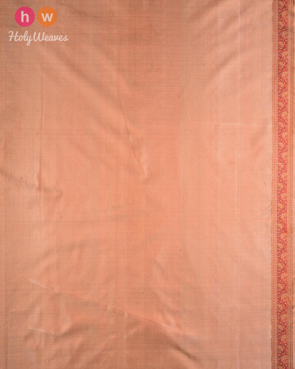 Beige Banarasi Tehri Jamawar Handwoven Katan Silk Saree with Maheen Kairi Jaal - By HolyWeaves, Benares