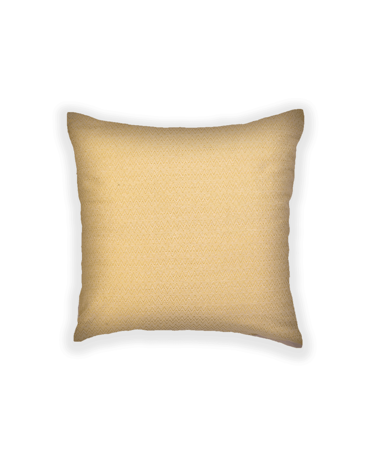 Beige Brocade Handwoven Noile Silk Cushion Cover with Satin Back 16" - By HolyWeaves, Benares