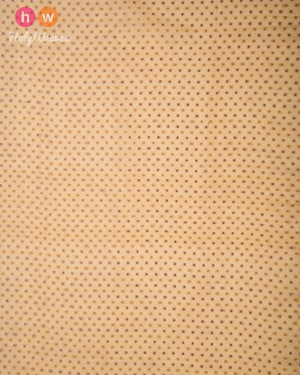 Beige Cutwork Brocade Handwoven Cotton Silk Fabric - By HolyWeaves, Benares