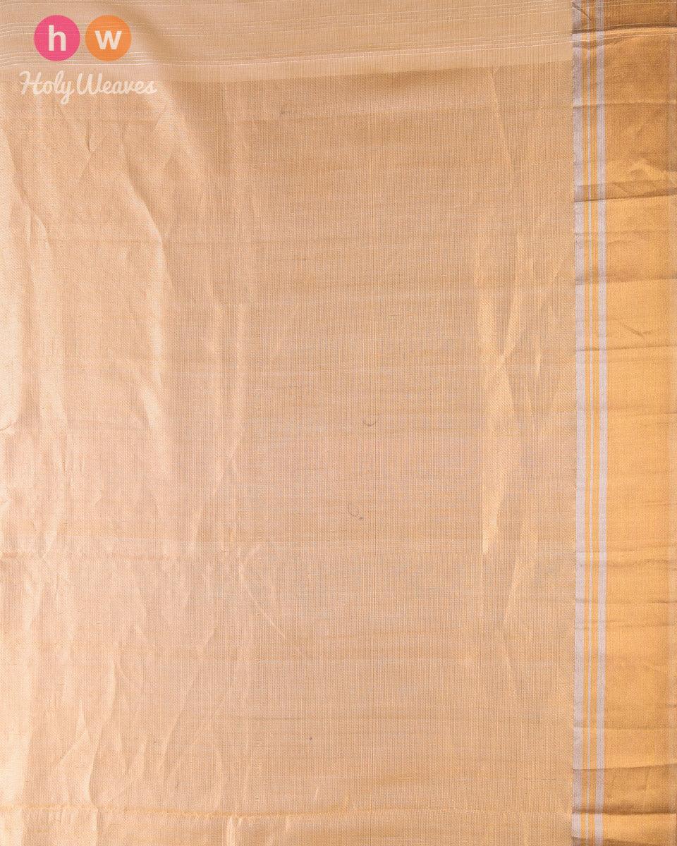 Beige Cutwork Brocade Handwoven Cotton Silk Saree - By HolyWeaves, Benares
