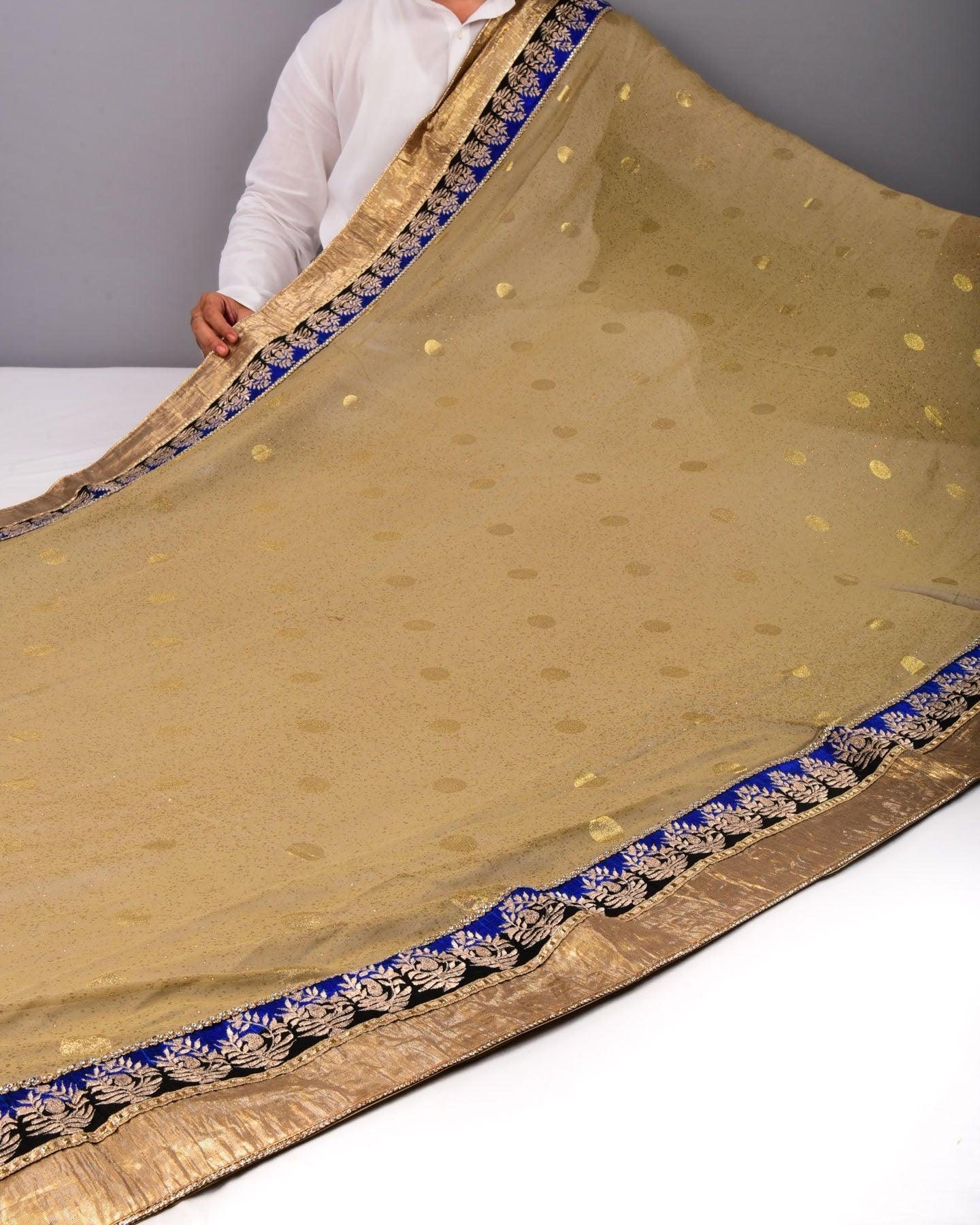 Beige Embroidered Georgette Saree - By HolyWeaves, Benares