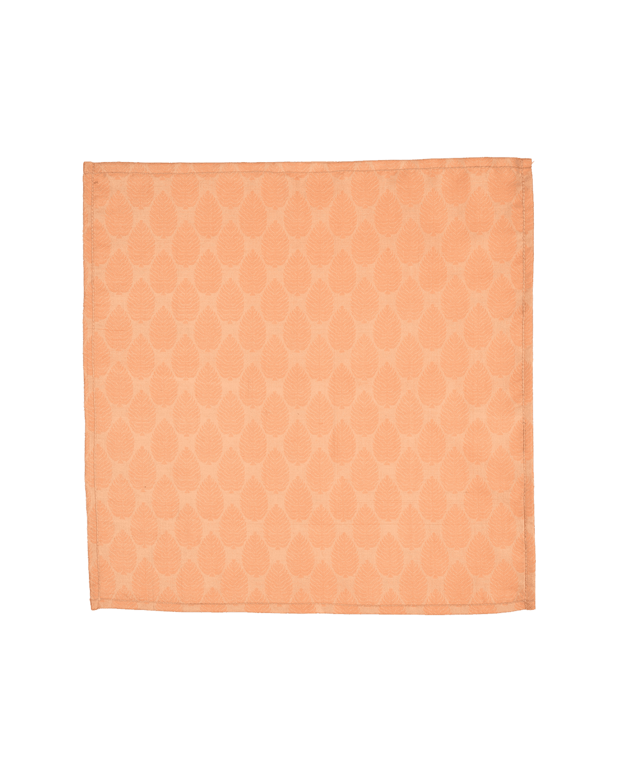 Beige Leaf Tanchoi Handwoven Pure Silk Pocket Square For Men - By HolyWeaves, Benares