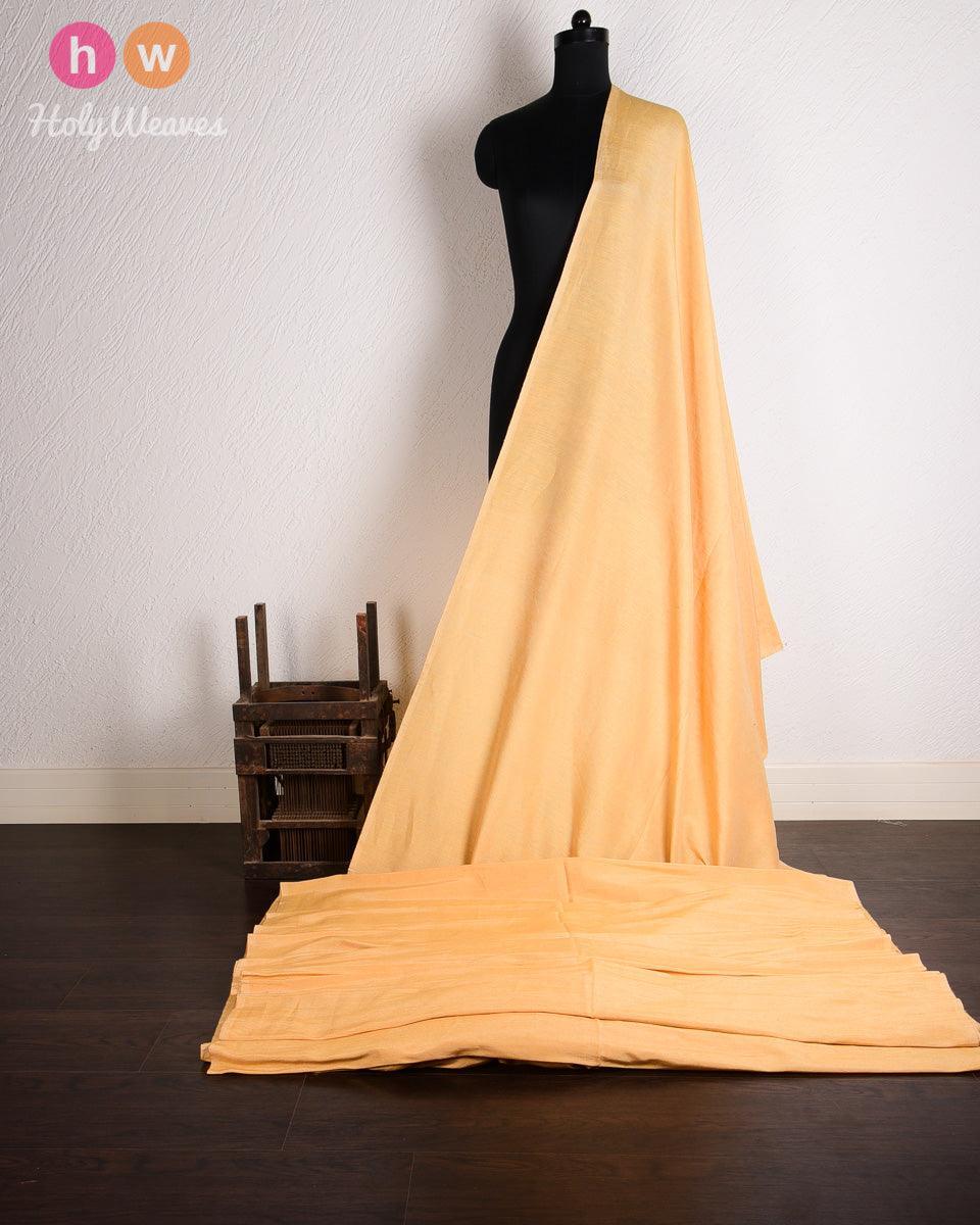 Beige Plain Woven Linen Silk Fabric - By HolyWeaves, Benares