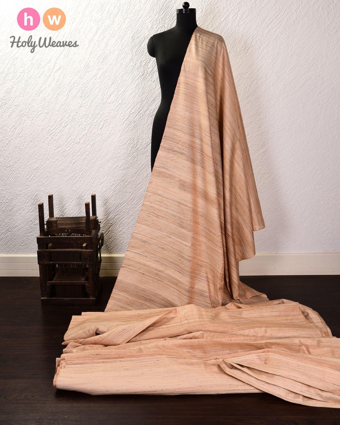 Beige Rosegold Zari Handwoven Katia Tissue Fabric - By HolyWeaves, Benares