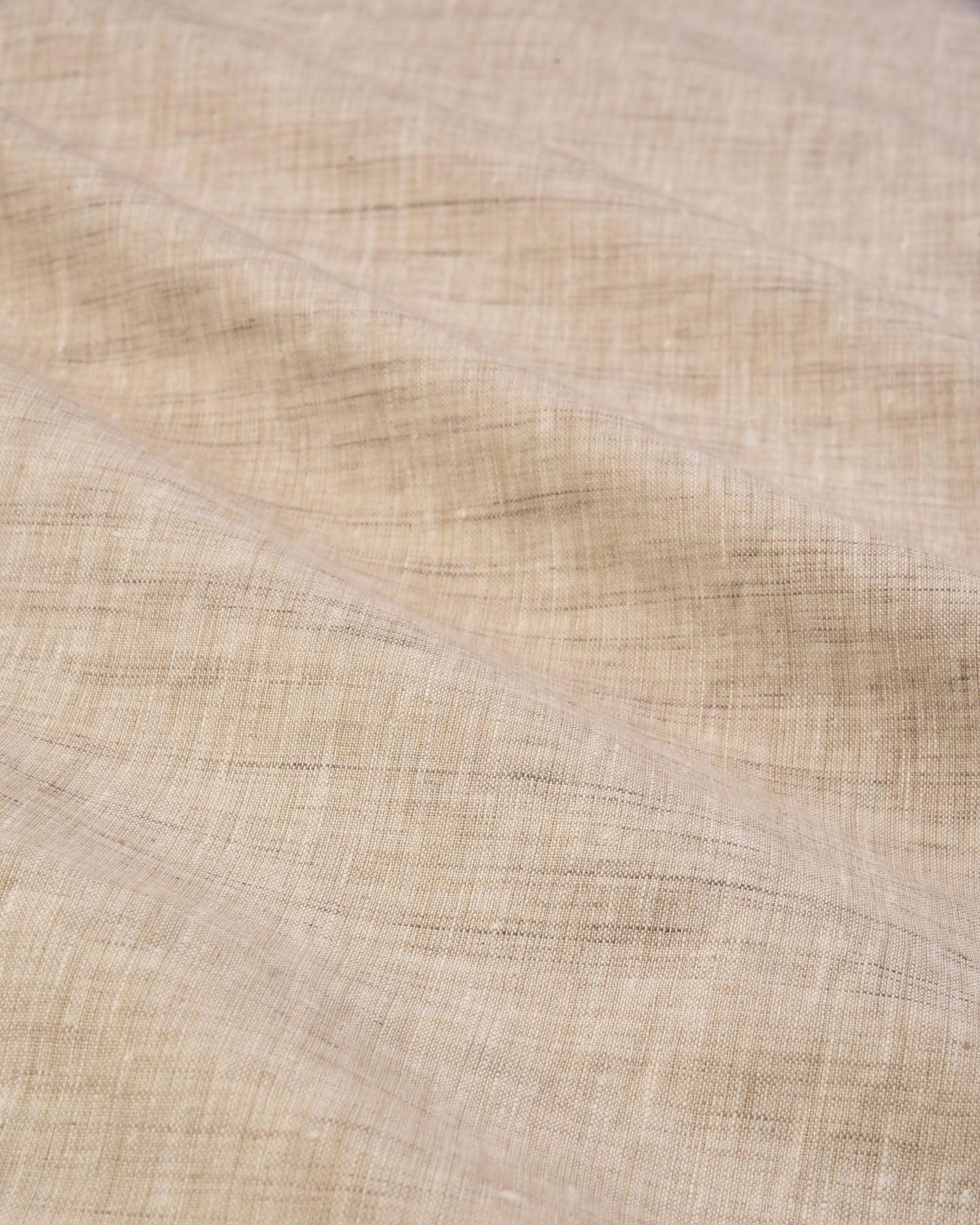 Beige Textured Plain Woven Cotton Linen Fabric - By HolyWeaves, Benares