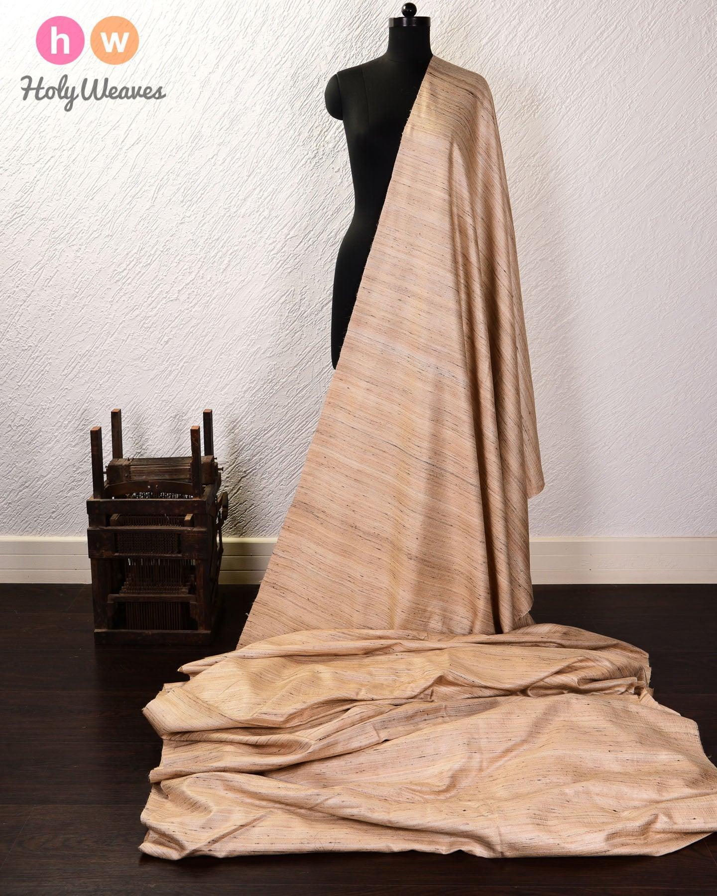 Beige Twill Handwoven Tasar Katia Silk Fabric - By HolyWeaves, Benares