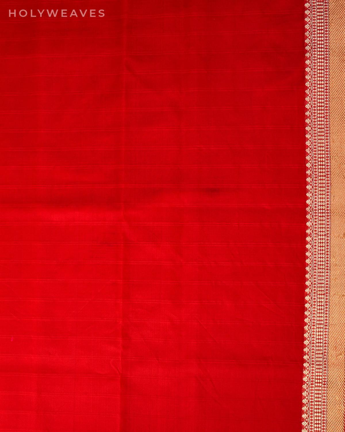 Black Banarasi Chequered Kadhuan Brocade Handwoven Kora Silk Saree with Red Border Pallu - By HolyWeaves, Benares