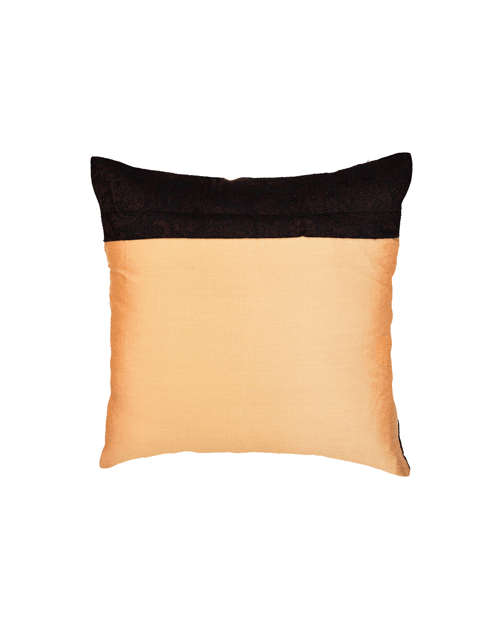 Black Banarasi Damask Cotton Silk Cushion Cover 16" - By HolyWeaves, Benares