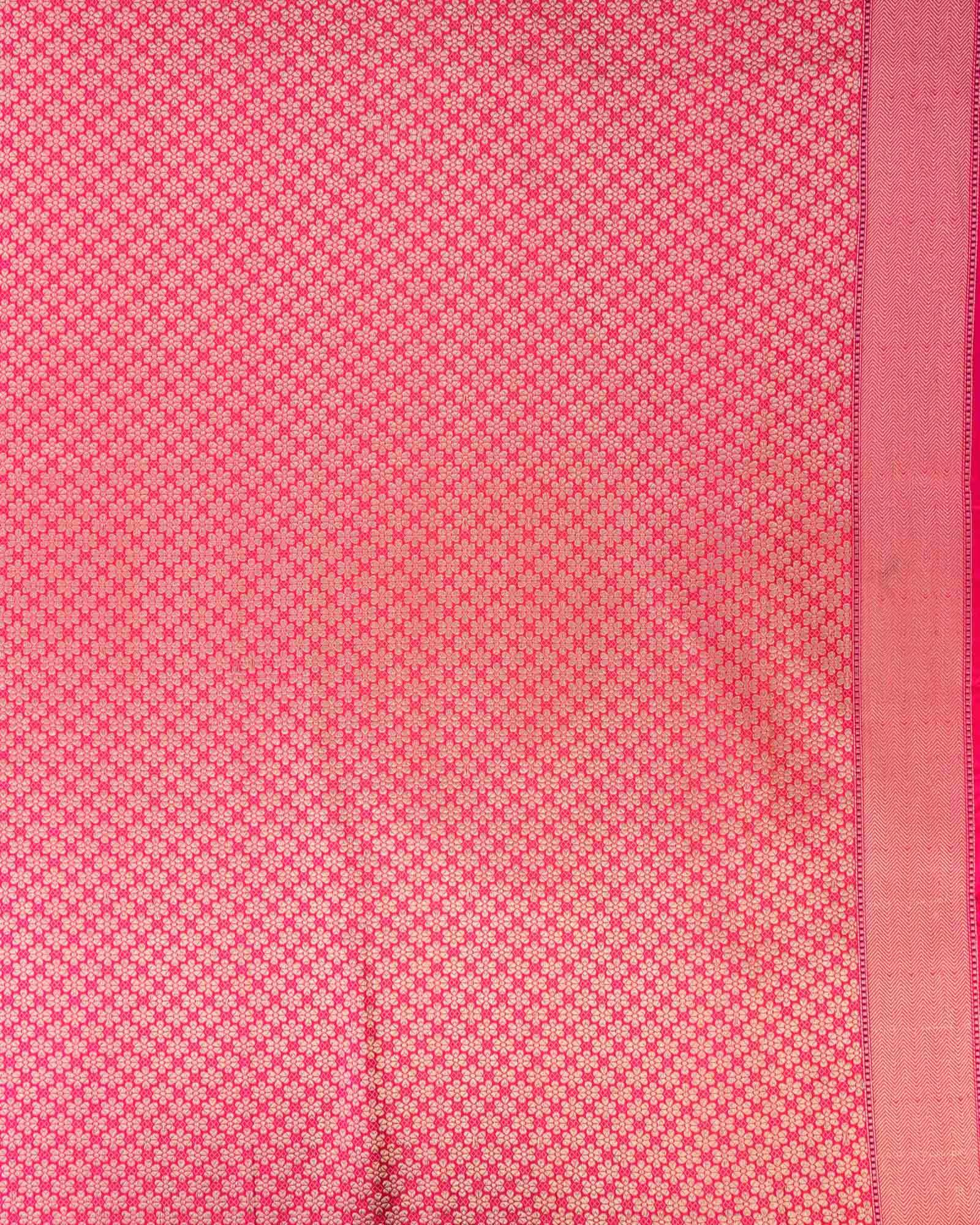 Black Banarasi Kadhuan Brocade Handwoven Katan Silk Saree with Pink Kadiyal Border Pallu - By HolyWeaves, Benares