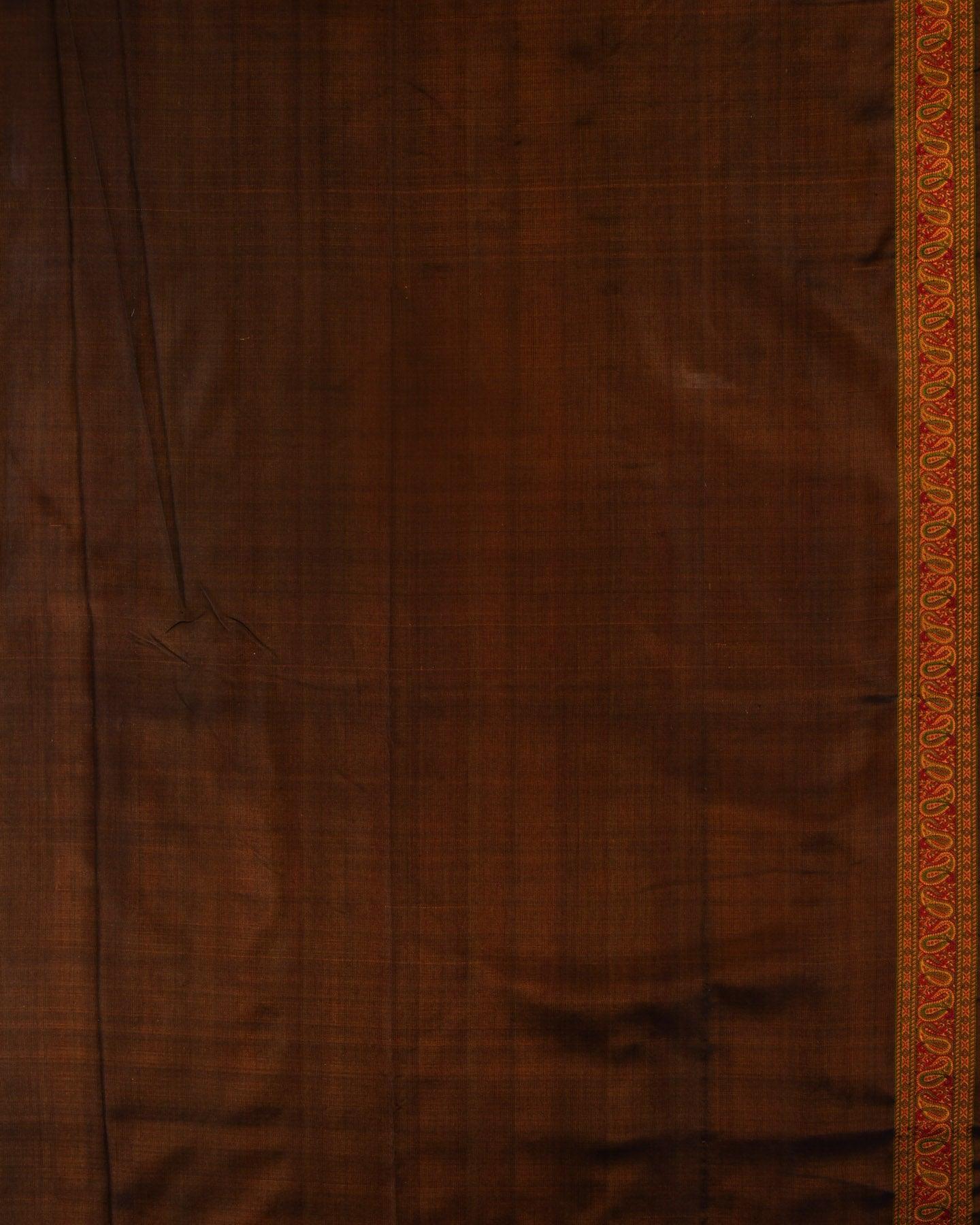 Black Banarasi Tehri Ektara Jamawar Handwoven Katan Silk Saree - By HolyWeaves, Benares