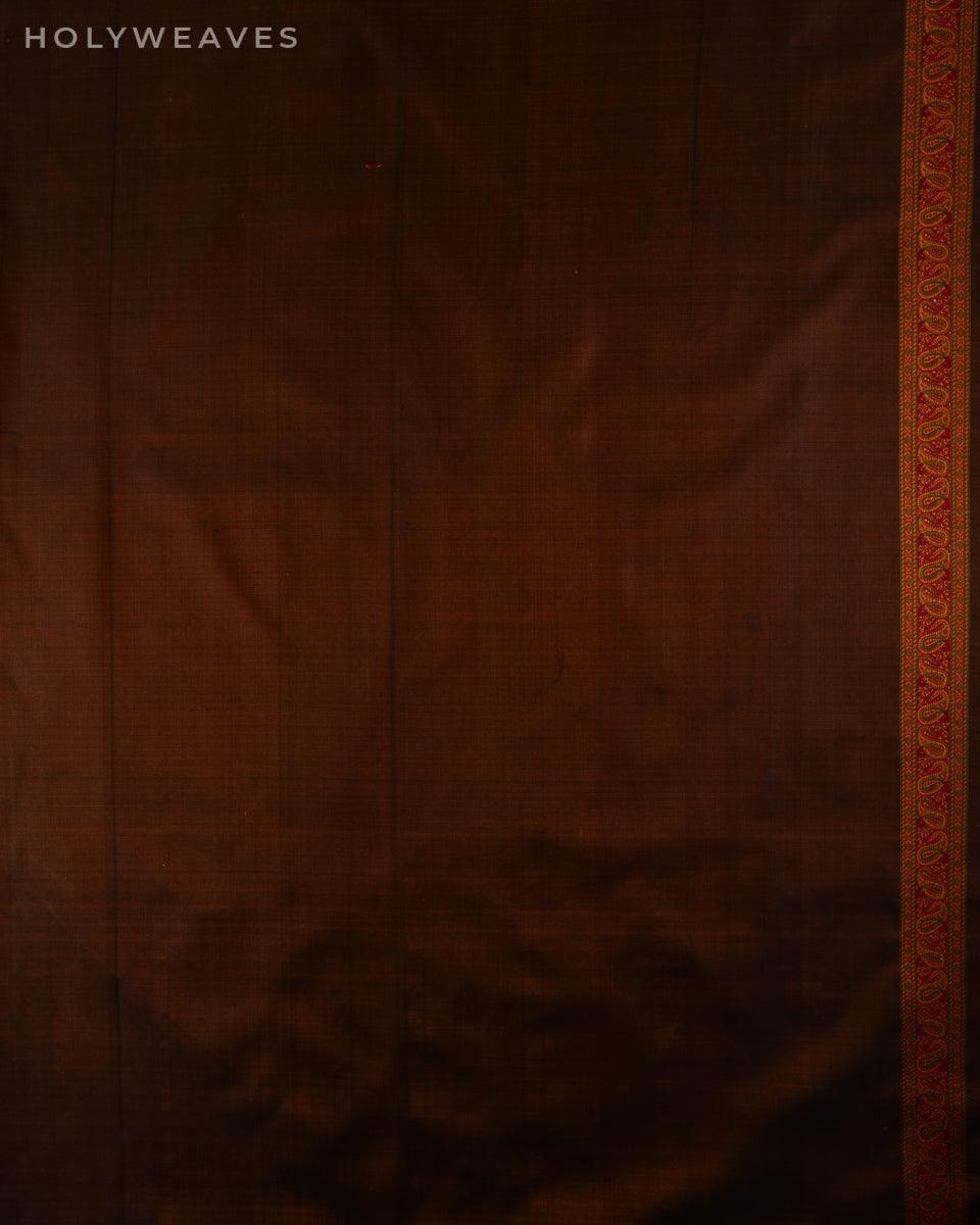 Black Banarasi Tehri Jamawar Handwoven Katan Silk Saree with Maheen Kairi Jaal - By HolyWeaves, Benares