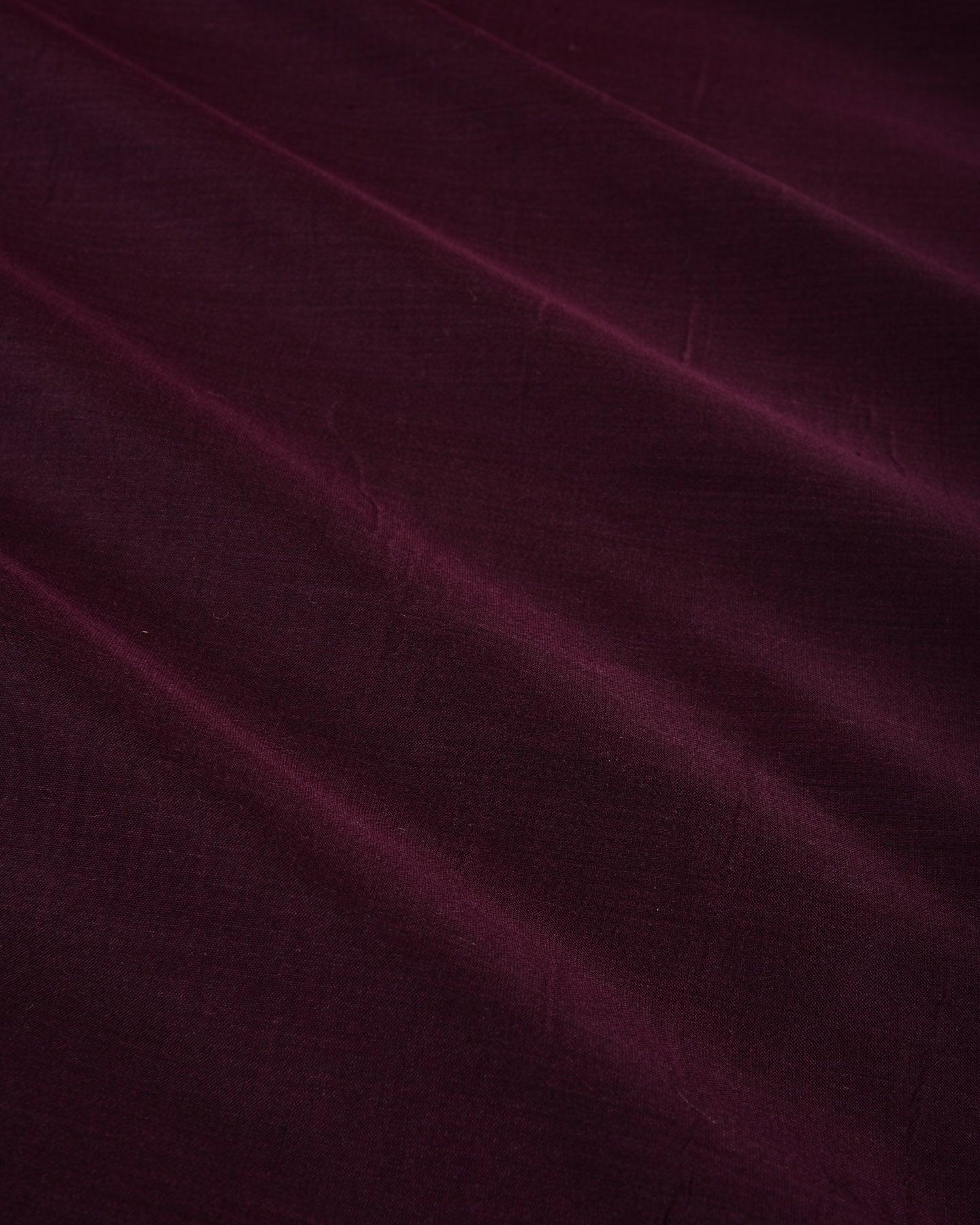 Black Coffee Brown Banarasi Plain Woven Spun Silk Fabric - By HolyWeaves, Benares