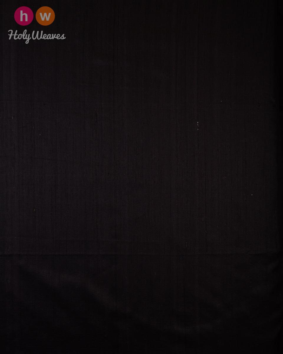Black Handwoven Plain Raw Silk Fabric - By HolyWeaves, Benares