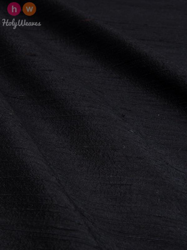 BLack Raw Silk Fabric - By HolyWeaves, Benares