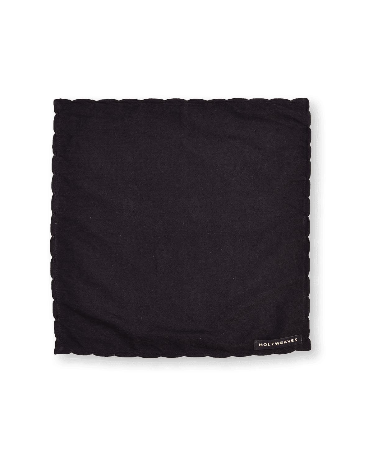 Black Tanchoi Handwoven Pure Silk-Wool Pocket Square For Men - By HolyWeaves, Benares