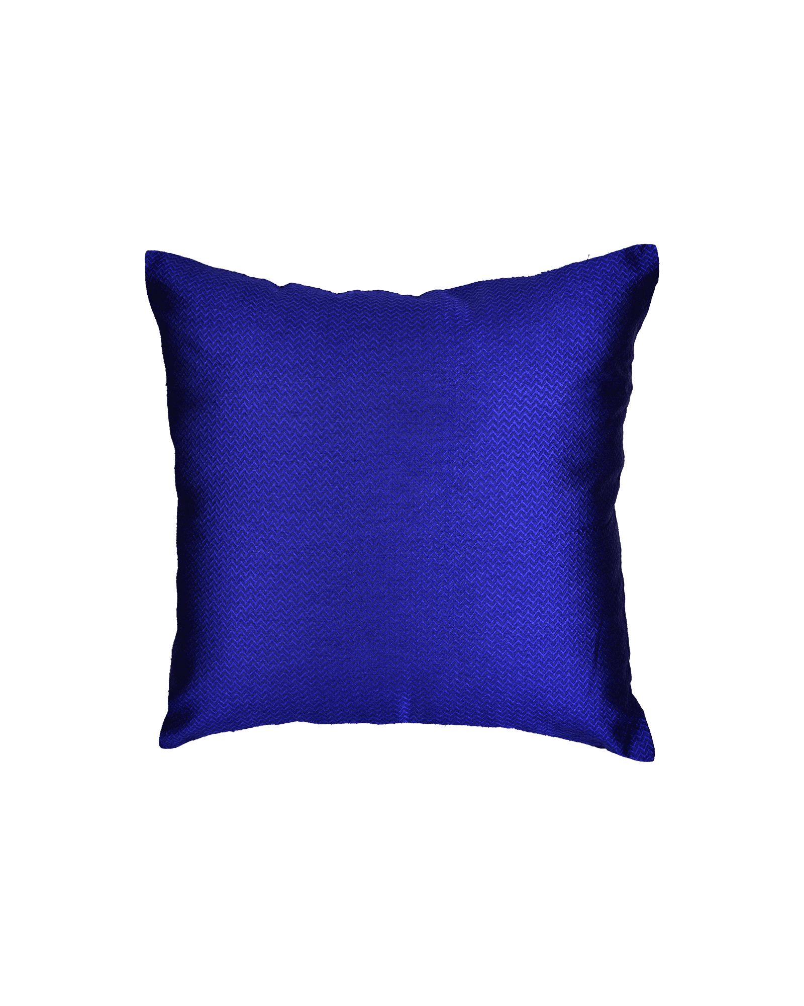 Blue Chevron Tanchoi Poly Dupion Cushion Cover 16" - By HolyWeaves, Benares