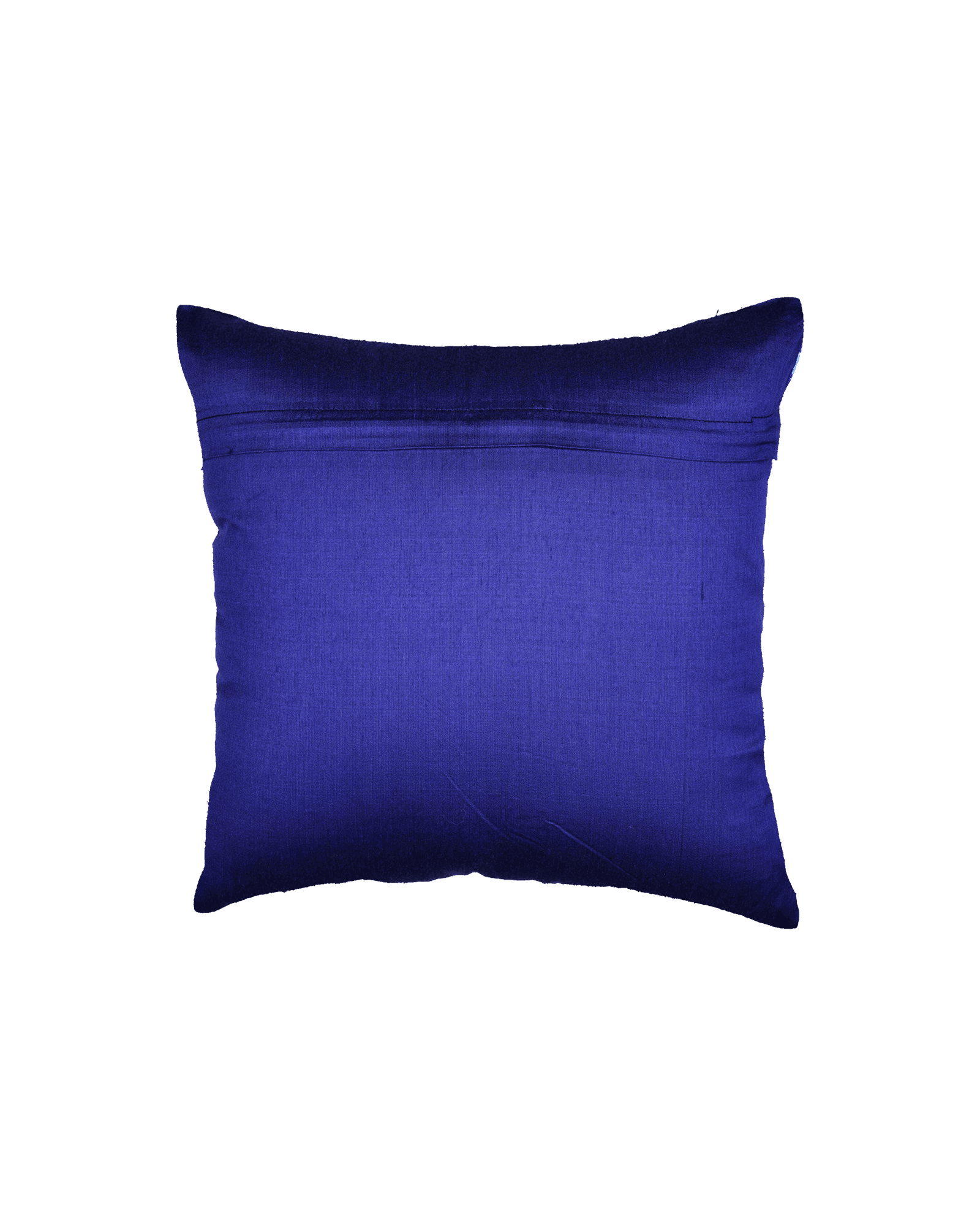 Blue Gingham Checks Poly Dupion Cushion Cover 16" - By HolyWeaves, Benares