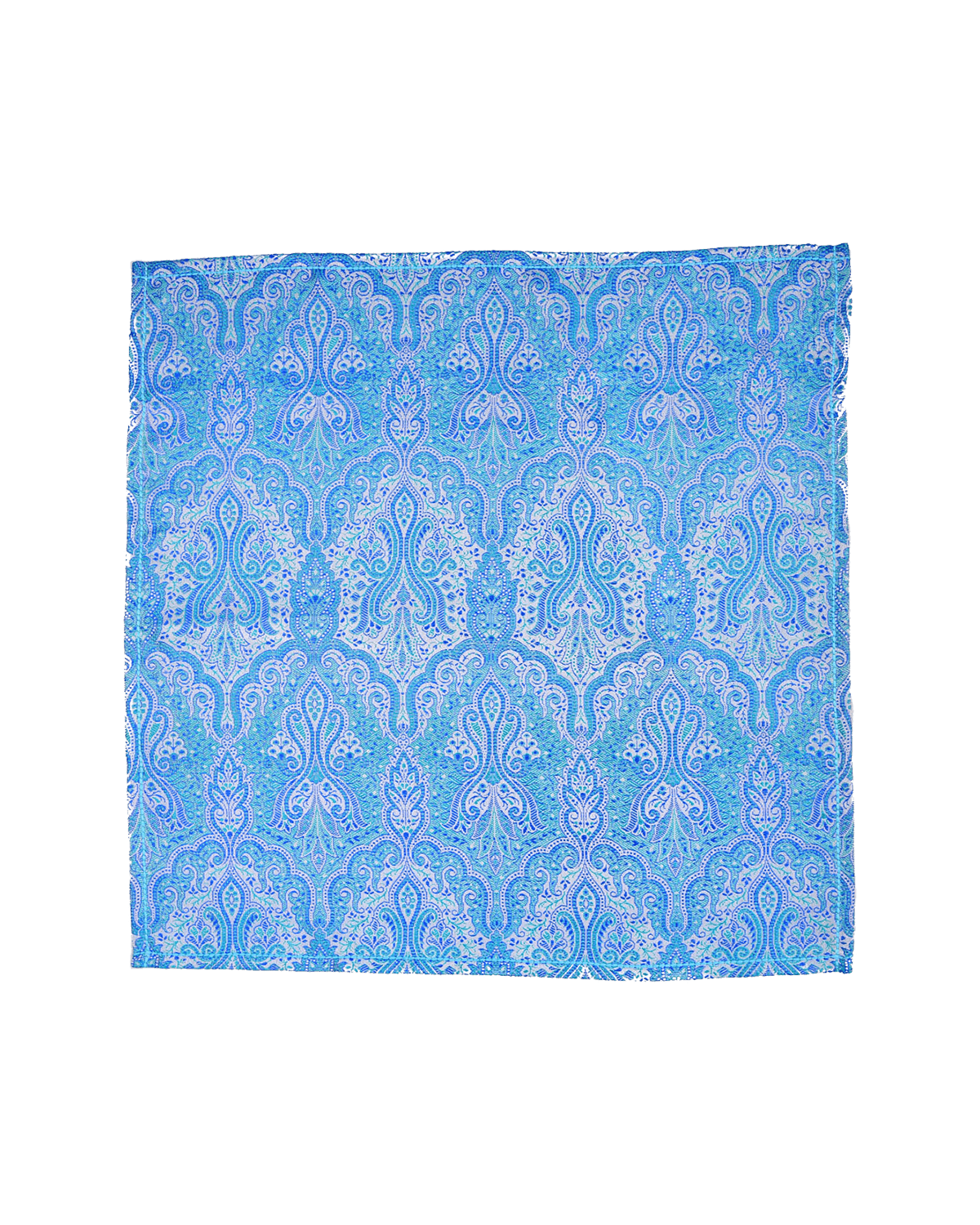 Blue Jamawar Handwoven Pure Silk Pocket Square For Men - By HolyWeaves, Benares