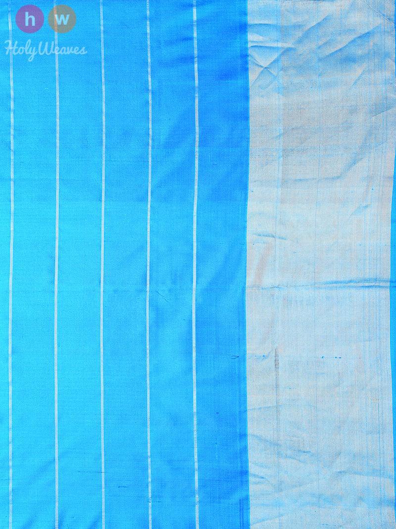 Blue Pochampally Ikat Handwoven Silk Saree - By HolyWeaves, Benares