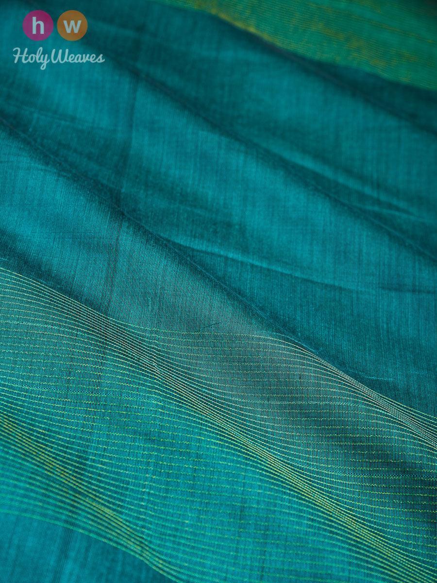 Bottle Green Zari Pin Stripes Woven Cotton Silk Dupatta - By HolyWeaves, Benares