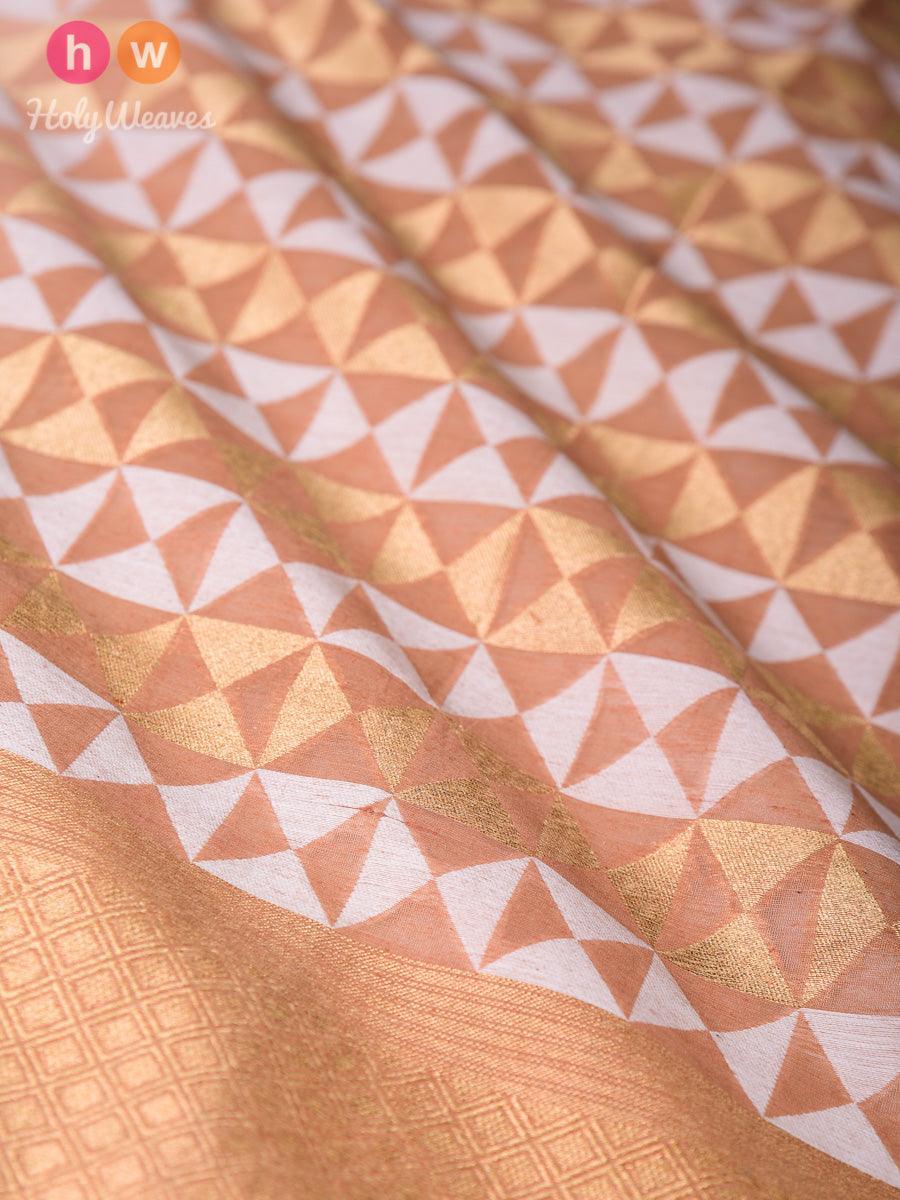 Brown Banarasi Cutwork Brocade Handwoven Cotton Silk Dupatta - By HolyWeaves, Benares