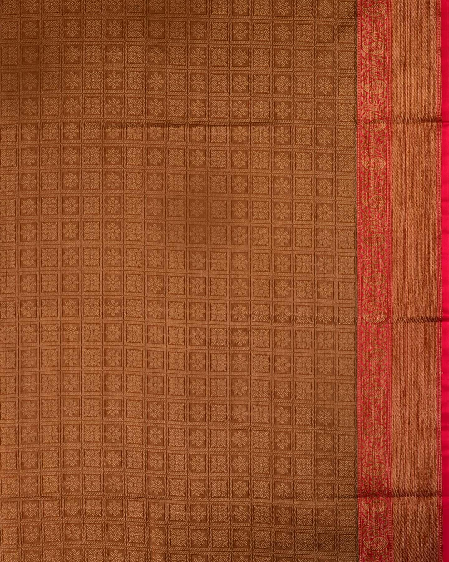 Brown Banarasi Resham Meena Jaal Cutwork Brocade Woven Cotton Silk Saree - By HolyWeaves, Benares