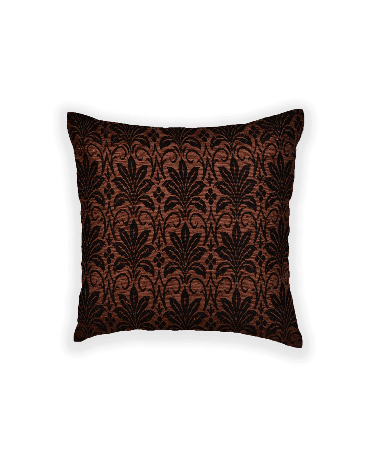 Brown Jacquard Woven Chenille Cushion Cover with Satin Back 16" - By HolyWeaves, Benares