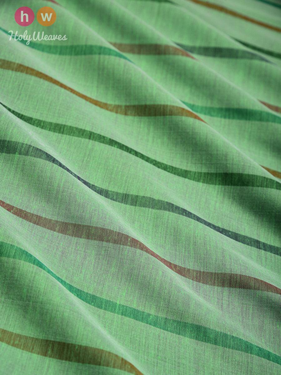 Bud Green Woven Cotton Silk Dupatta - By HolyWeaves, Benares