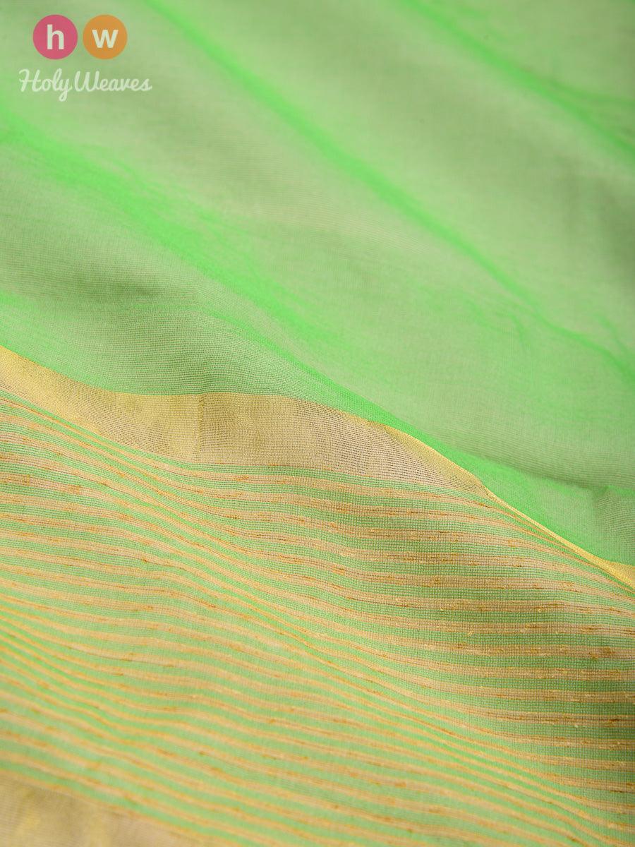 Bud Green Woven Poly Cotton Silk Dupatta - By HolyWeaves, Benares