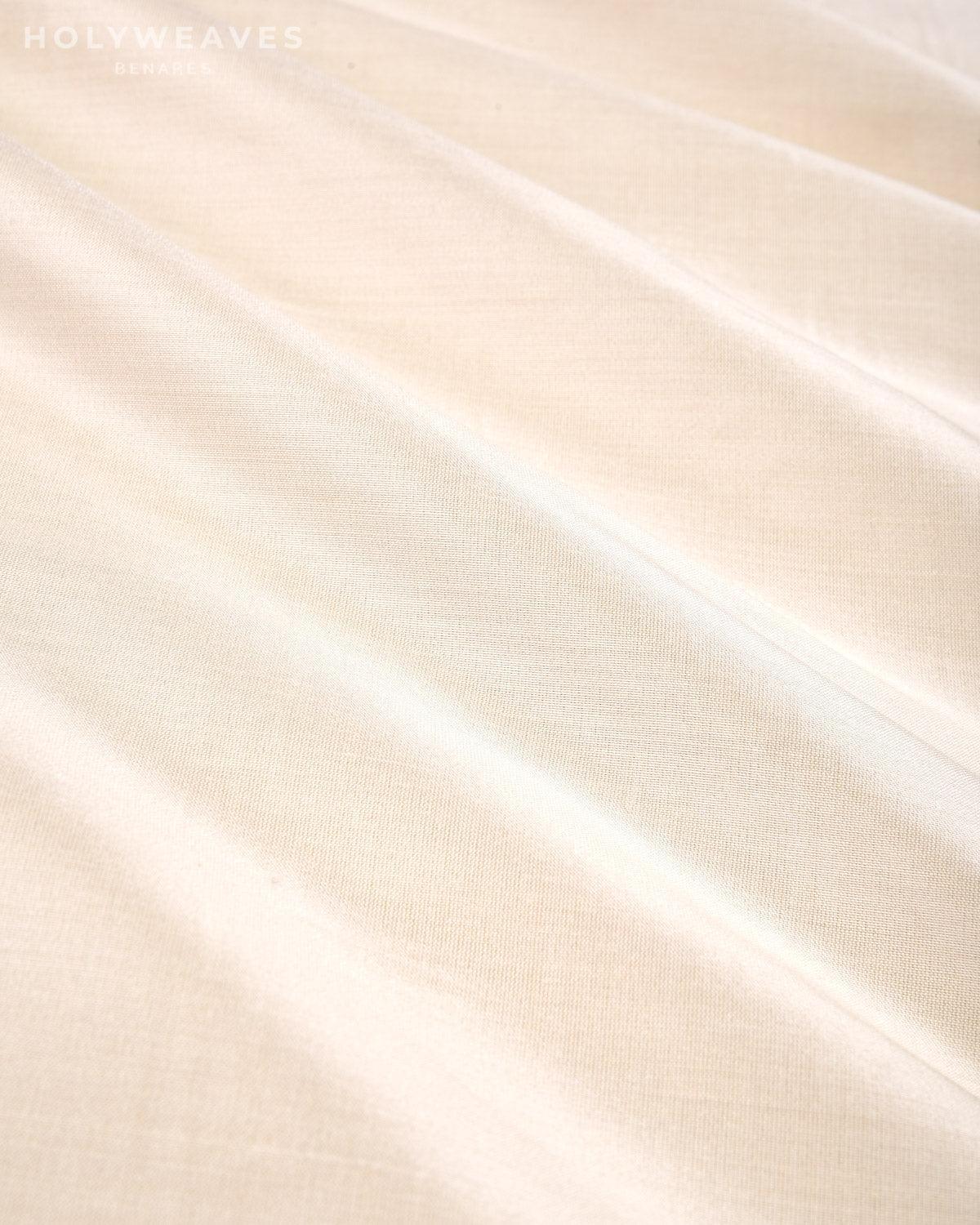 Cream Banarasi Plain Woven Spun Silk Fabric - By HolyWeaves, Benares