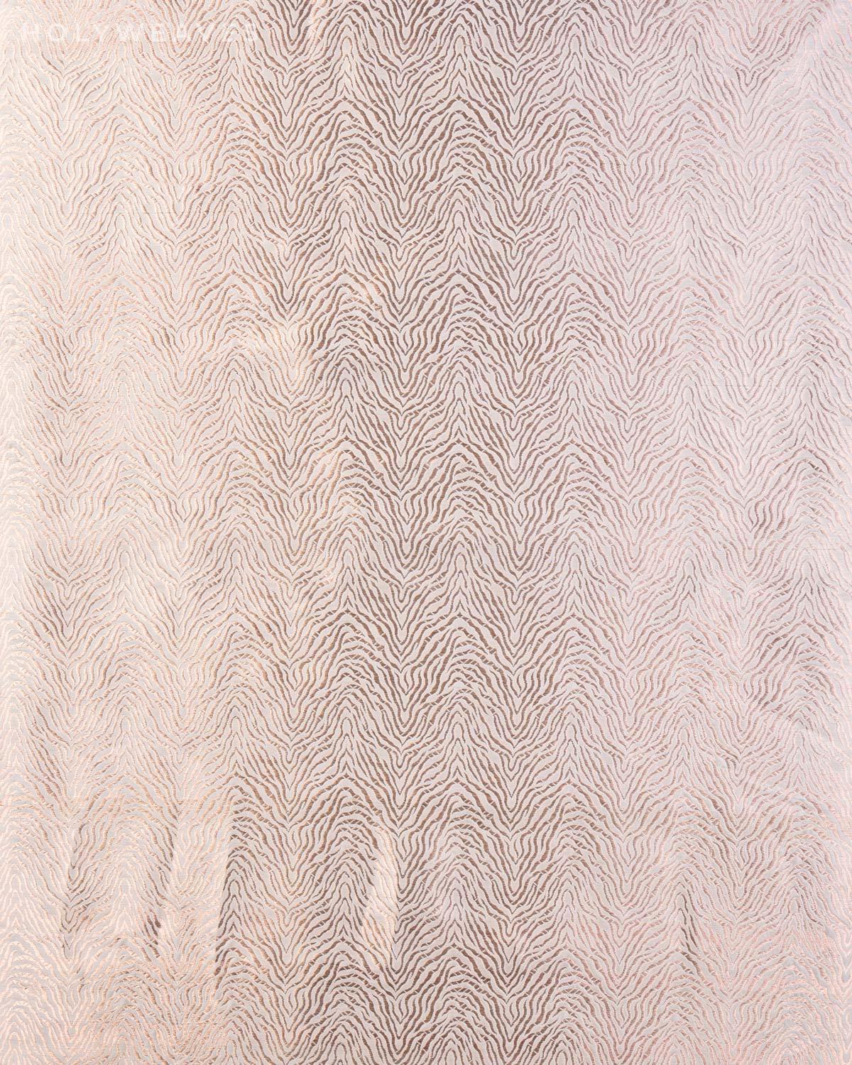 Cream Banarasi RB Tiger Brocade Handwoven Katan Silk Fabric - By HolyWeaves, Benares