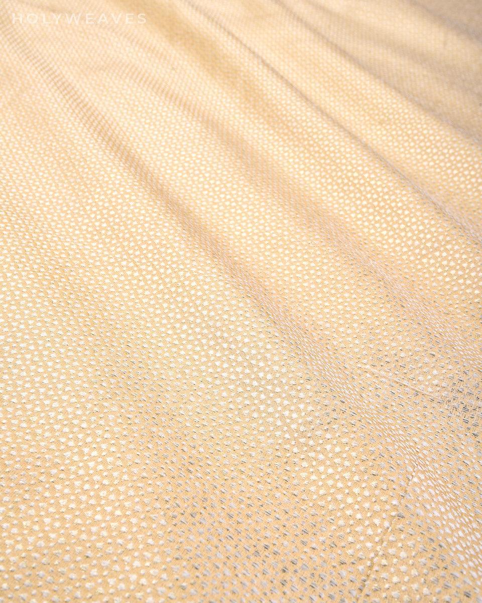 Cream Banarasi Satin Brocade Woven Art Silk Fabric - By HolyWeaves, Benares