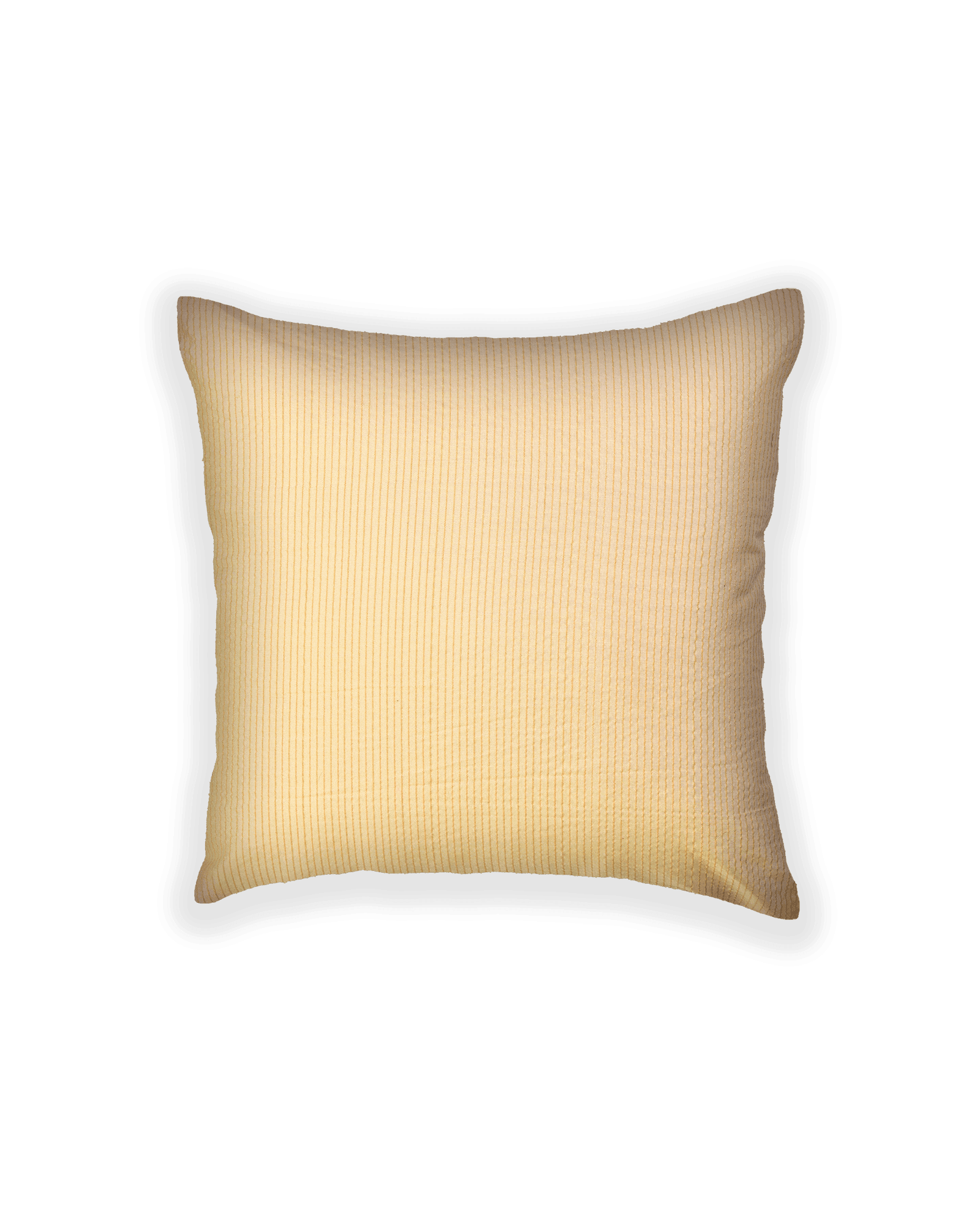 Cream Banarasi Stripes Poly Cotton Cushion Cover 16" - By HolyWeaves, Benares