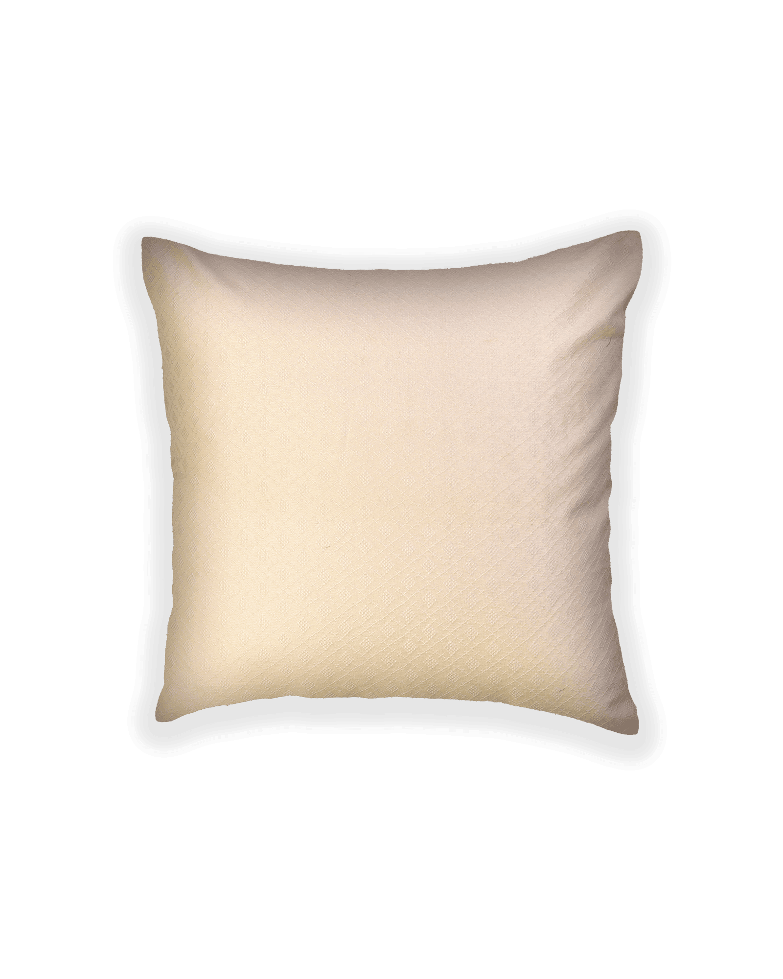 Cream Banarasi Tanchoi Poly Cotton Cushion Cover 16" - By HolyWeaves, Benares