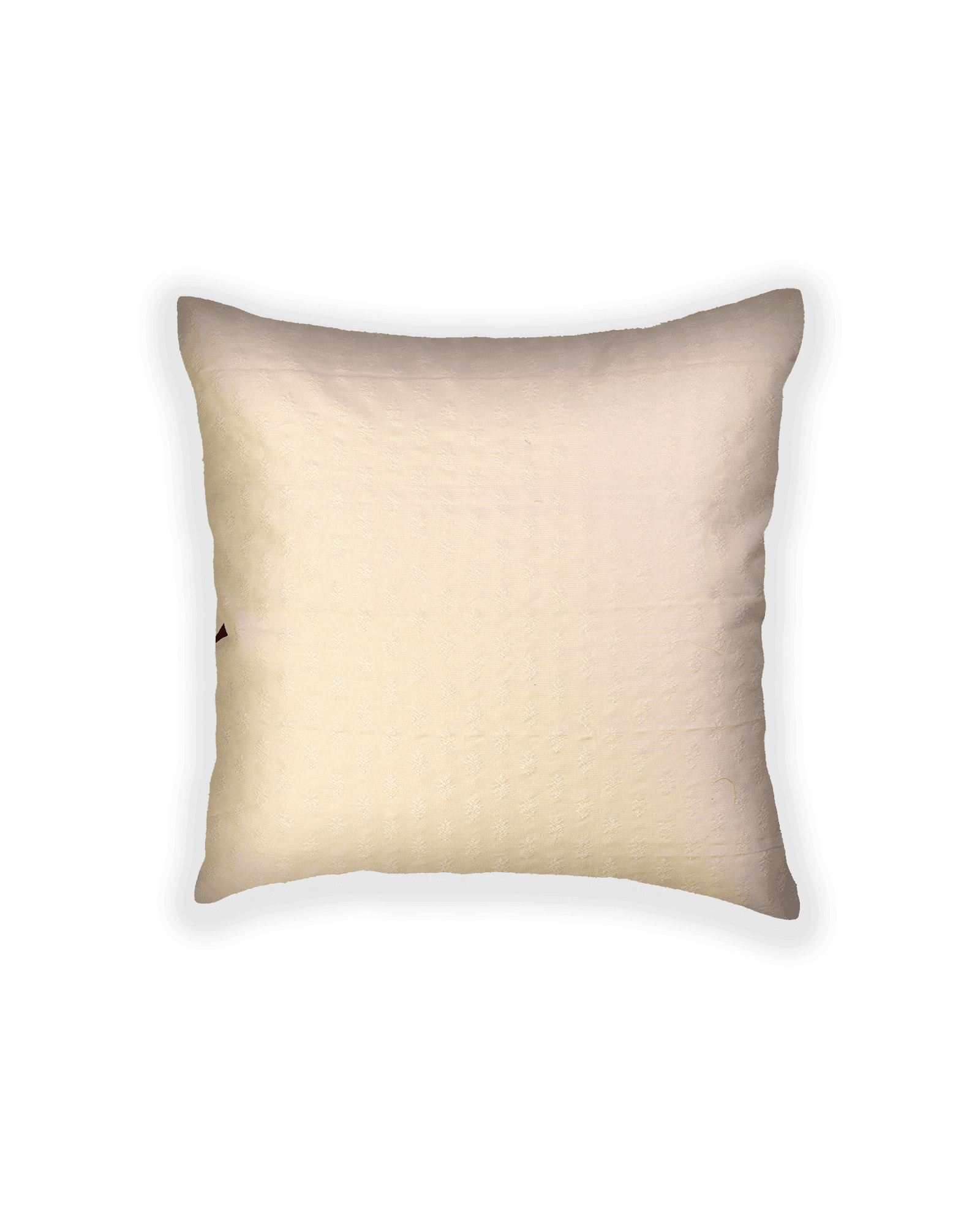 Cream Banarasi Tanchoi Poly Cotton Cushion Cover 16" - By HolyWeaves, Benares