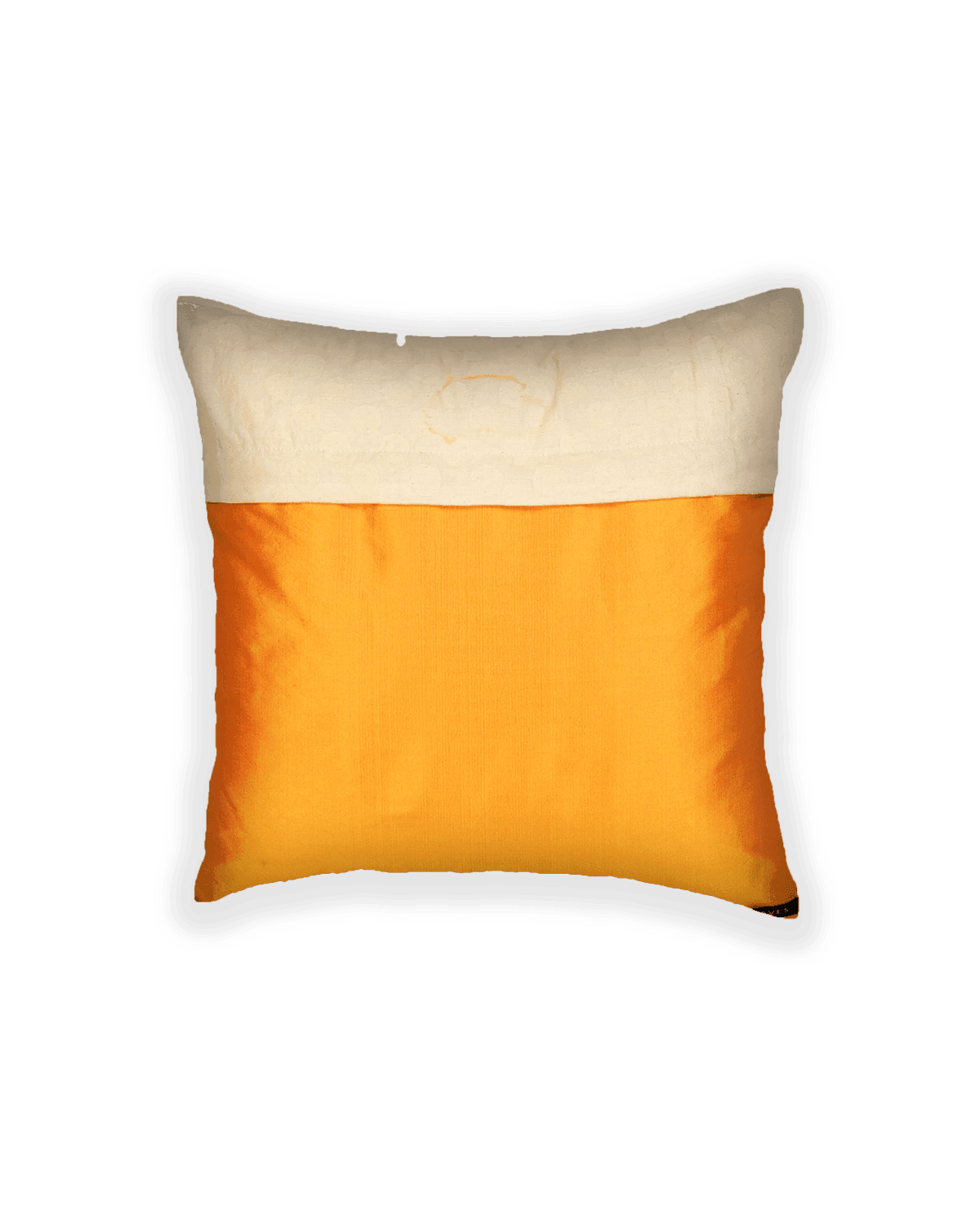 Cream Cutwork Woven Cotton Cushion Cover 16" - By HolyWeaves, Benares