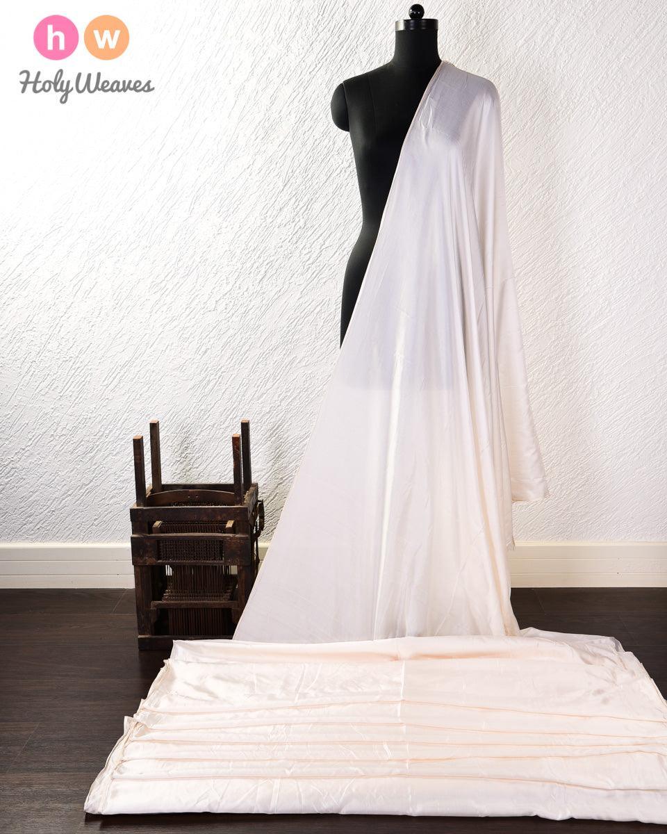 Cream Drill Plain Woven Silk Fabric - By HolyWeaves, Benares