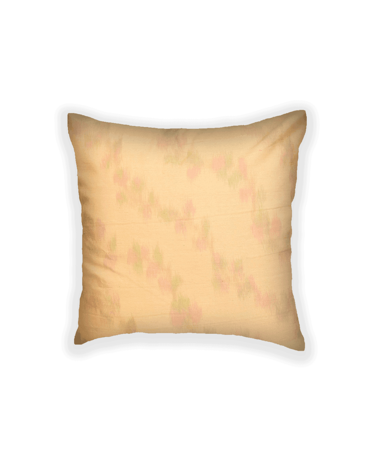 Cream Ikat Woven Cotton Silk Cushion Cover 16" - By HolyWeaves, Benares