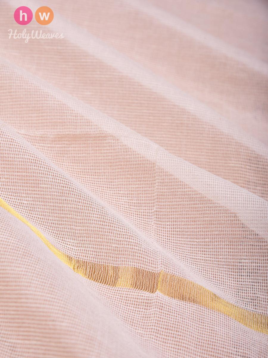 Cream Supernet Woven Poly Cotton Silk Dupatta - By HolyWeaves, Benares