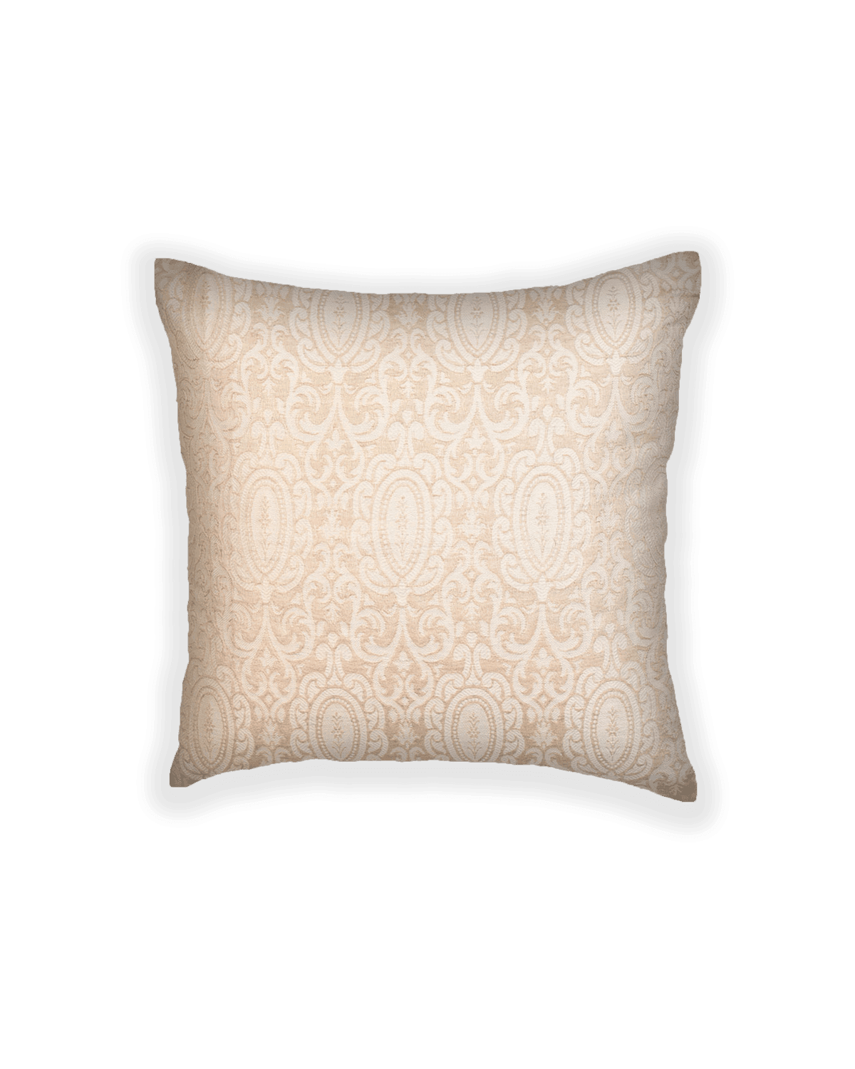 Cream Tanchoi Woven Linen Silk Cushion Cover with Satin Back 16" - By HolyWeaves, Benares