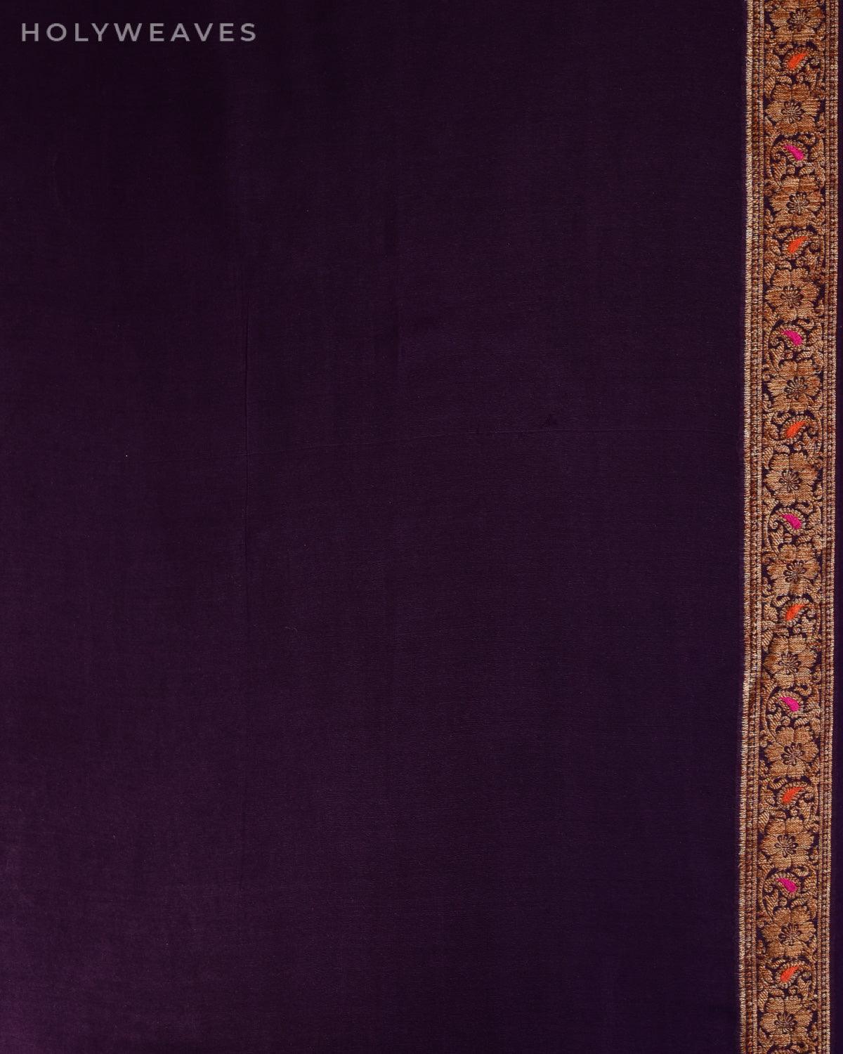 Dusty Purple Banarasi Antique Zari Meenedar Cutwork Brocade Woven Khaddi Georgette Saree - By HolyWeaves, Benares