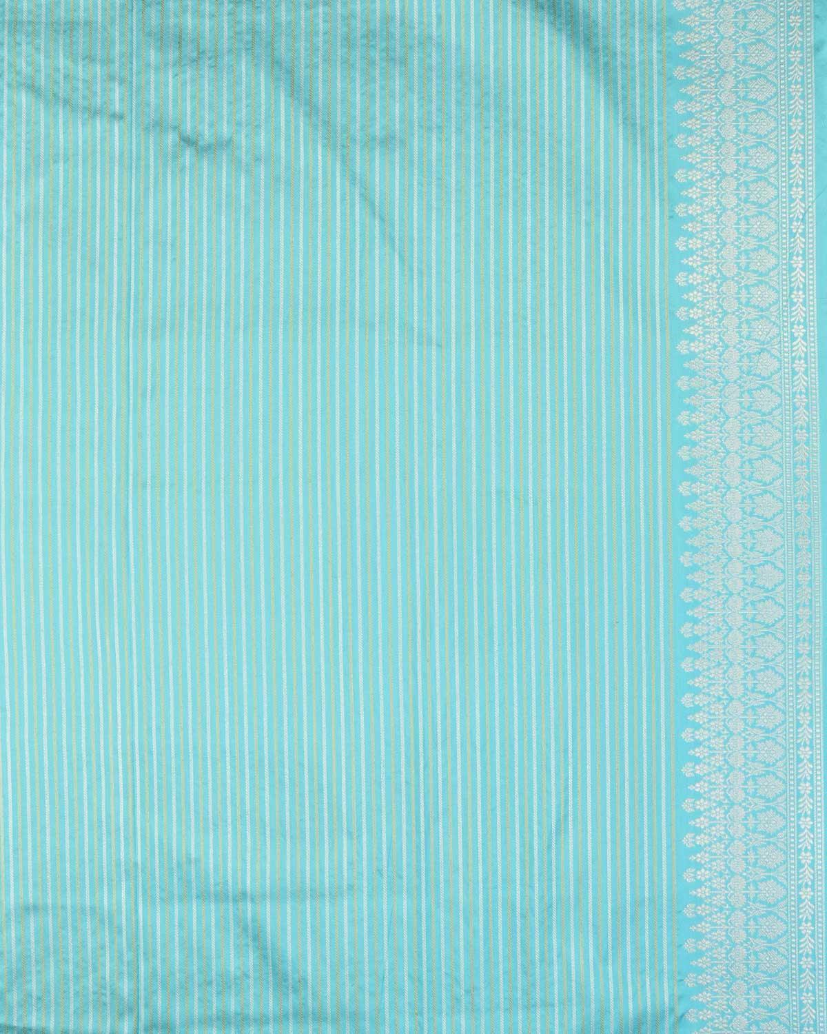 Ferozi Banarasi Gold & Silver Zari Buti Kadhuan Brocade Handwoven Katan Silk Saree - By HolyWeaves, Benares