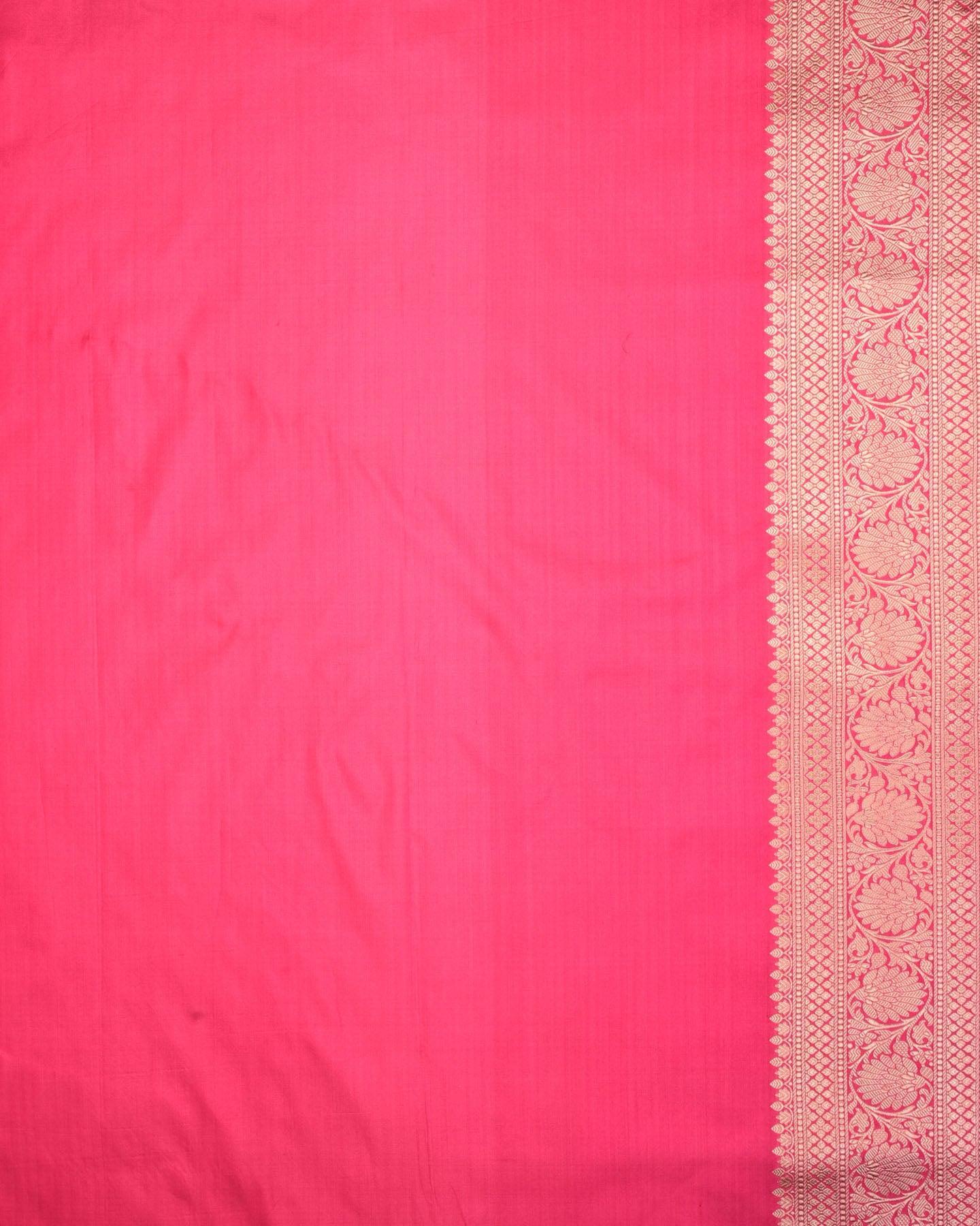 Flamingo Pink Banarasi Buta Cutwork Brocade Handwoven Katan Silk Saree - By HolyWeaves, Benares