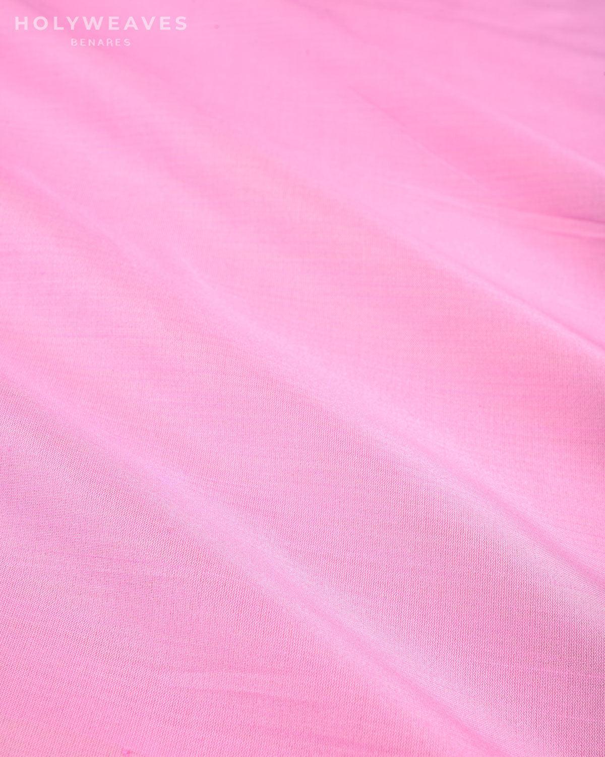 Flamingo Pink Banarasi Plain Woven Spun Silk Fabric - By HolyWeaves, Benares