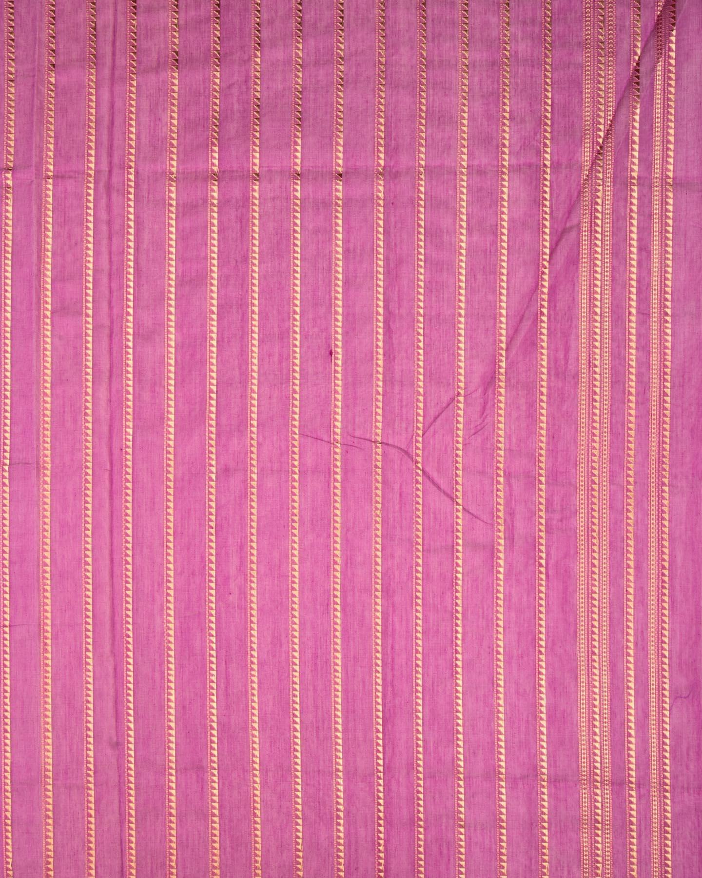 French Lilac Banarasi Kadhuan Brocade Handwoven Cotton Silk Saree - By HolyWeaves, Benares