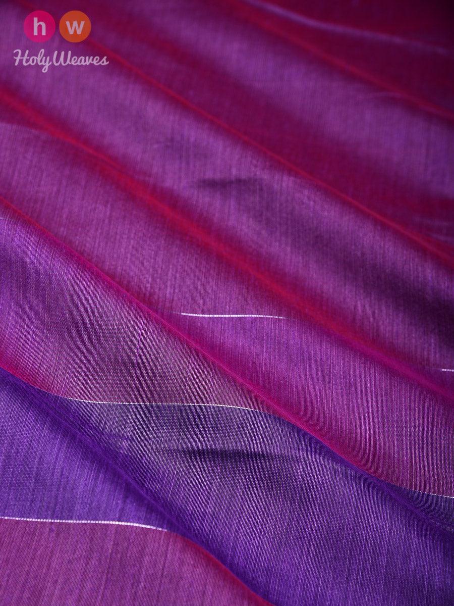 French Lilac Zari Pin Stripes Woven Cotton Silk Dupatta - By HolyWeaves, Benares