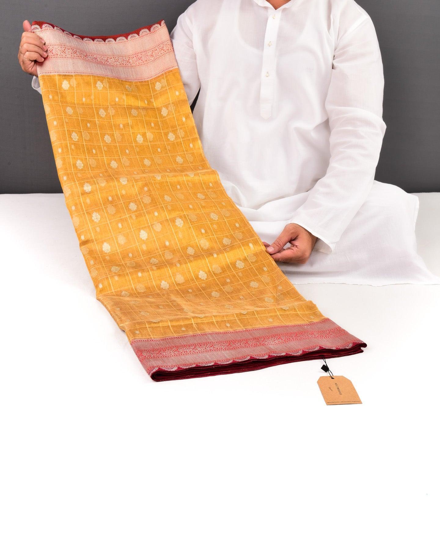 Gold Banarasi Cutwork Brocade Handwoven Tissue Saree - By HolyWeaves, Benares