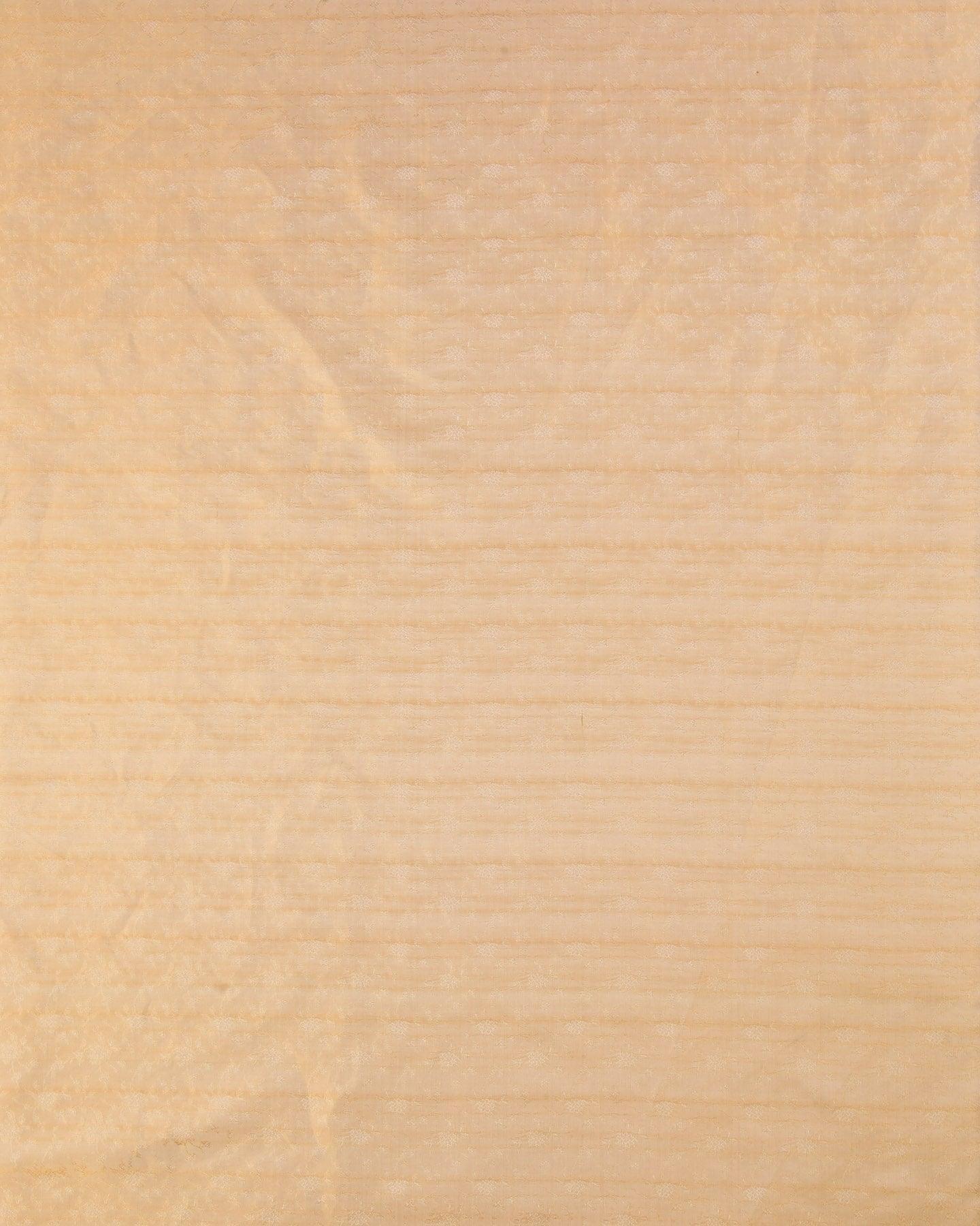 Gold Banarasi Maheen Floral Jaal Tanchoi Handwoven Katan Tissue Fabric - By HolyWeaves, Benares