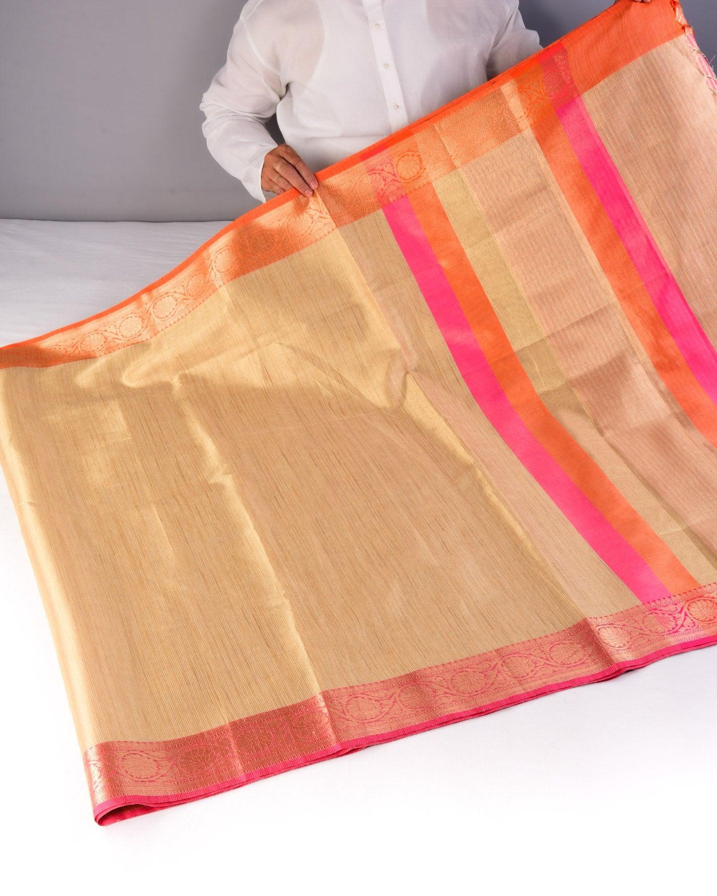 Golden Beige Banarasi Brocade Woven Cotton Tissue Saree - By HolyWeaves, Benares
